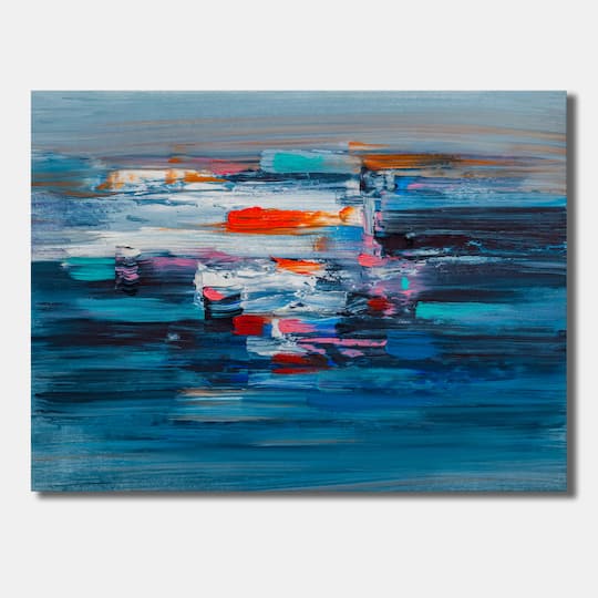Designart - Waves Of Red On A Dark Blue Ocean